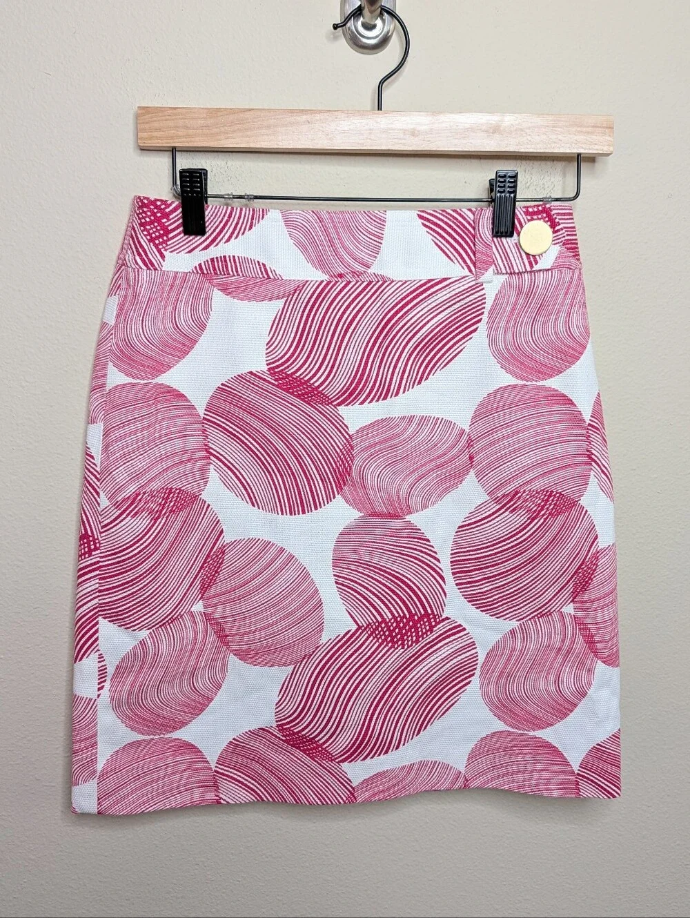 Ann Taylor Pink White Print Pencil Skirt Size 0